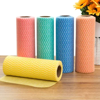 

5pcs Disposable Reusable Cleaning Towels Dish Cloth Dish Towels Handy Cleaning Wipes Rolls (Random 2 Color or More)
