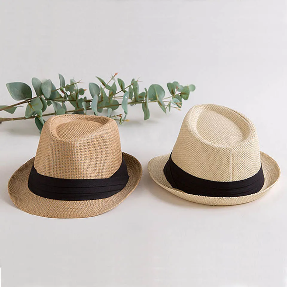 Lubier 1PC Panama Hats for Men Jazz Hat Sun Hat Outdoor Summer Foldable Beach Hat 