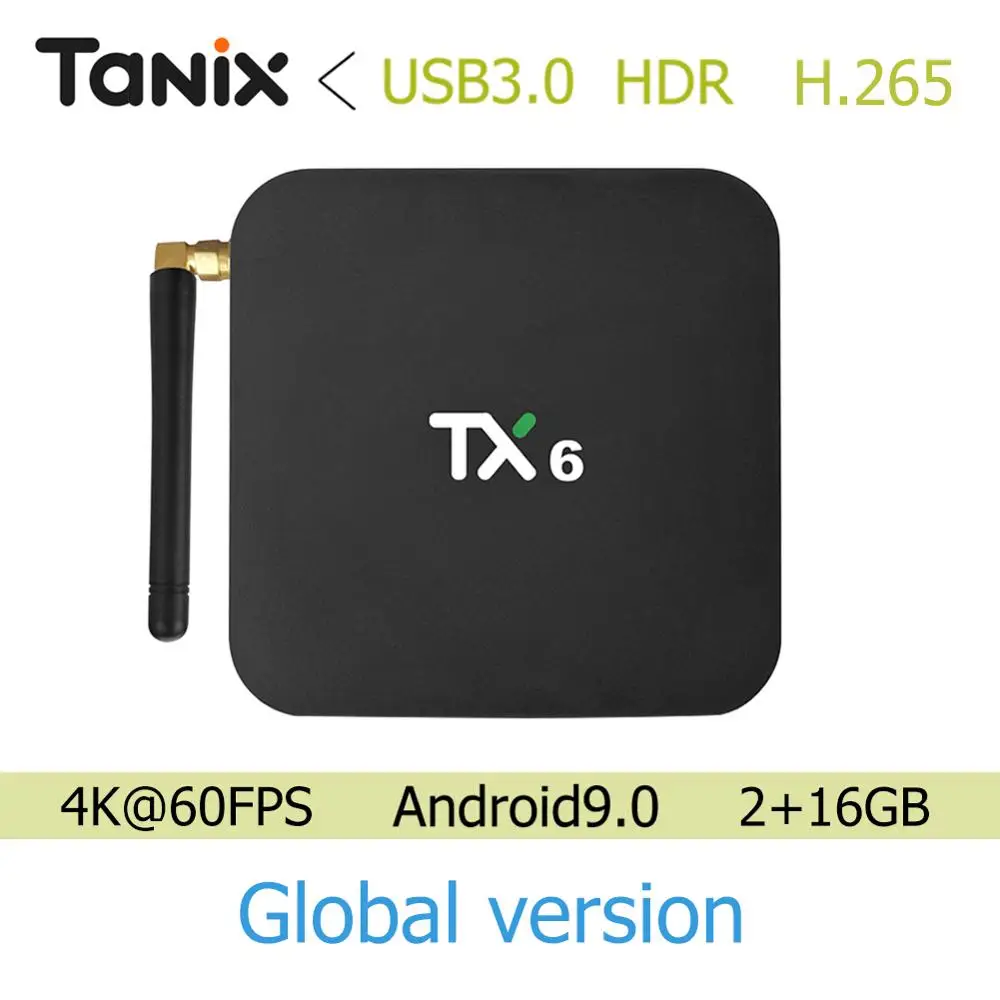 Tanix TX6 Allwinner H6 Android 9,0 4 ядра умные телевизоры коробка 2 г + 16 Гб 2,4 Wi Fi Декодер каналов кабельного телевидения Media Player