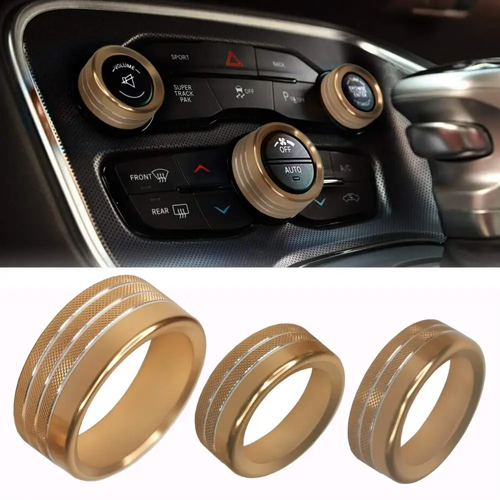 Car Knob Covers Air Conditioning Volume Radio Button Knob Cover For 2015- Dodge Challenger Charger RT SXT Scat Pack Daytona