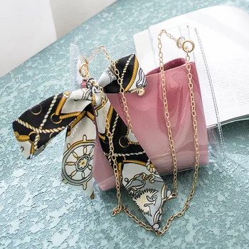 

Women Clear Bag Bucket Bag Fashion Transparent Women Shoulder Bags Ladies Messenger Casual Scarves Pvc Handbags Phone Purse