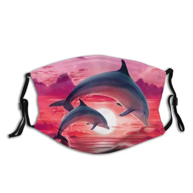 Sunset Dolphins Dancers Face Mask Sea Creature Dolphin with Filters Protection Cover Respirator Reusable Mouth Muffle | Аксессуары для