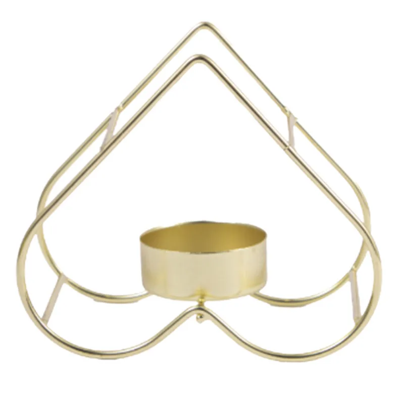 Heart-Shaped Metal Wrought Iron Concise Golden Candlestick Candelabra for Wedding Party Dinner Holiday Decoration Candle H | Дом и сад