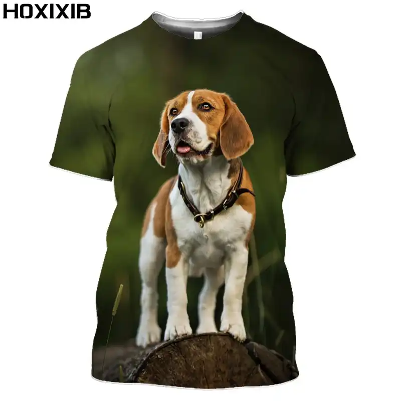 Hoxixib新夏半袖ビーグル犬3dプリントtシャツ動物デザイン半袖tシャツ男性女性カジュアルトップスプラスサイズ Tシャツ Aliexpress