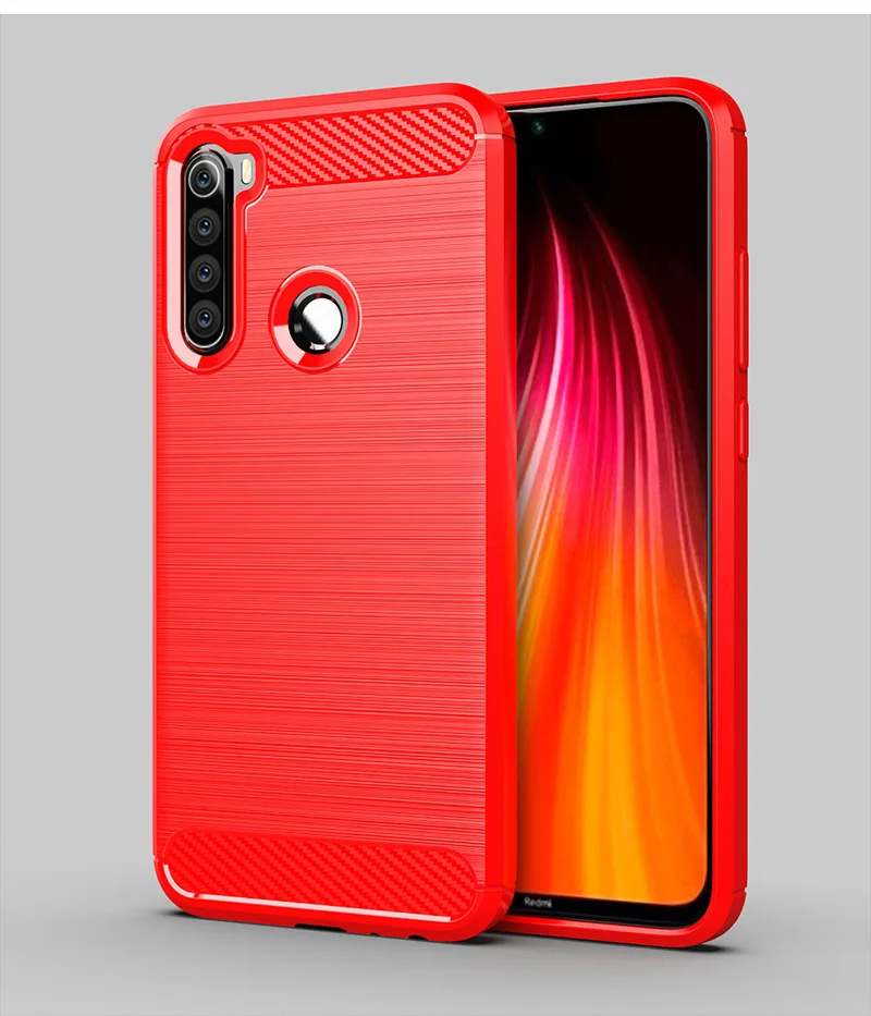 Красный 100 шт/партия чехол для Xiaomi Redmi Note 7 8 матовый мягкий бампер из углеродного волокна для Redmi Note 6 8 Pro A2 Lite - Цвет: Красный