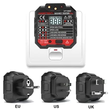 HT106B цифровой дисплей Розетка тест er ЕС США Великобритания заземление нулевой линии вилка полярности фазы контрольный детектор напряжение тест электроскоп