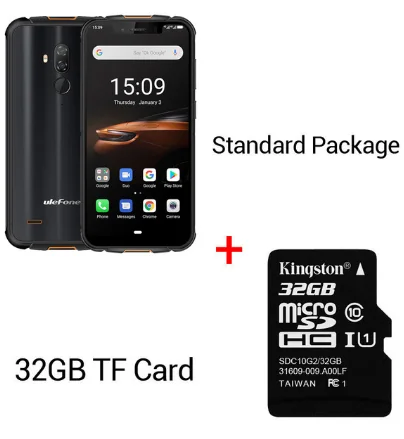 Ulefone Armor 5S 5,85 ''водонепроницаемый IP68 NFC прочный MT6763 Otca-core Android 9,0 4 Гб+ 64 Гб Беспроводная зарядка 4G LTE мобильный телефон - Color: Black N 32GB Card