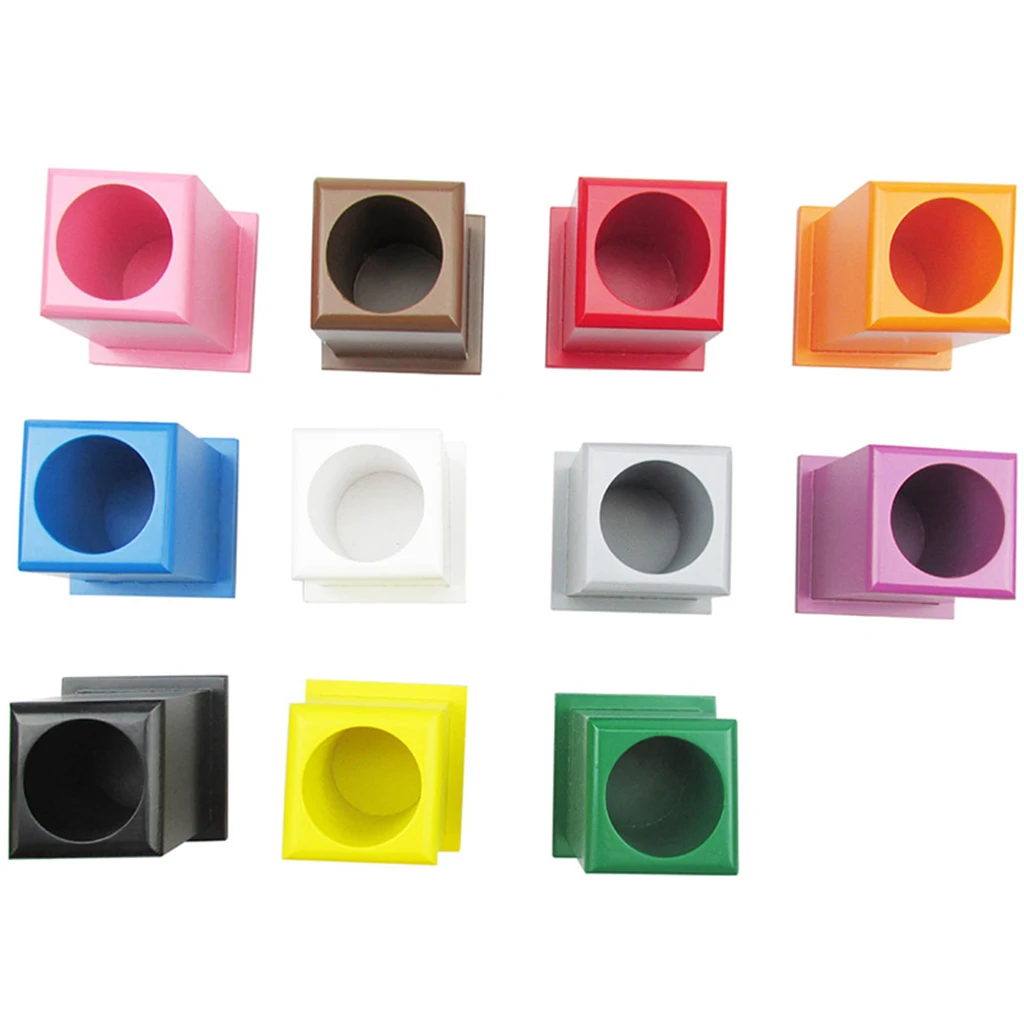 11 Colored Pencil Holders Wooden for Kids Montessori Educational Toy Birthday Gift
