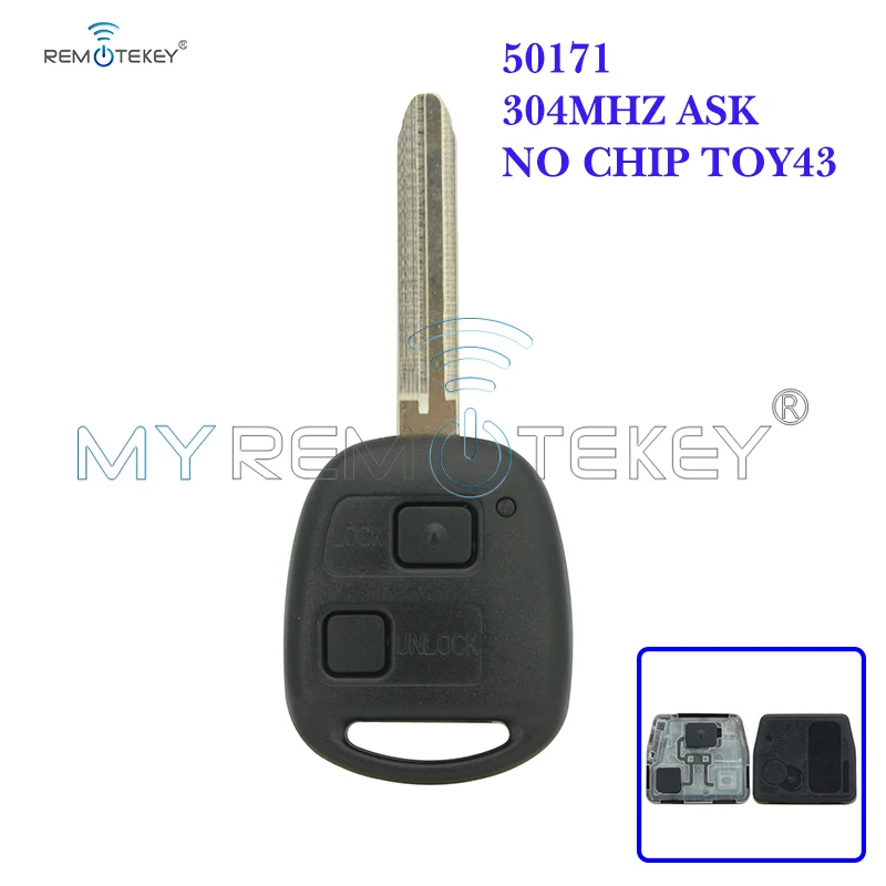 Ключ дистанционного управления Remtekey Denso (не Valeo) 2 кнопки лезвие TOY43 304 МГц без чипа
