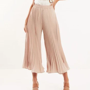 

Street Sexy High-waist Pleated Horn Nine-point Wide-leg Pants Casual Pants 2019 Fashion Women Clothing