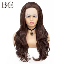 BCHR длинные волнипарик средней части на кружеве коричневый 13*2 синтетические парики для женщин без клея для черных женщин