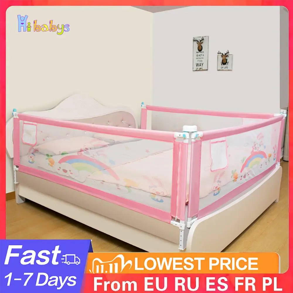 Adjustable Baby Playpen Vertical Lift Bed Guardrail Safety Bed Fence