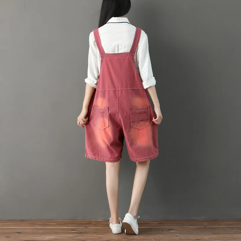 Summer Shorts Jeans Feminino 2020 Jumpsuit Women Japan Ripped Denim Playsuit Vintage Buttons Rompers with Adjustable Strap