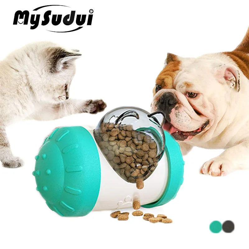 Cat Slow Feeder Ball Cat Tumbler with 2 Retractable Cat Toy, Adjustabl