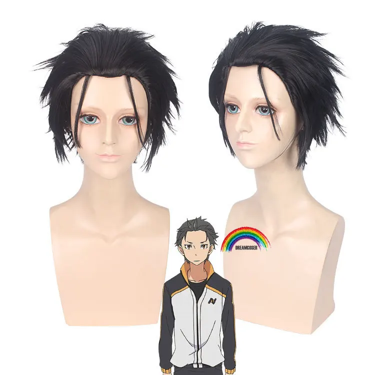 Черный парик Natsuki Subaru Rintarou Okabe косплей Steins Gate Re: жизнь в другом мире от Zero взрослый
