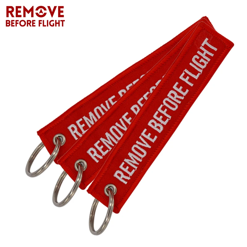 Remove Before Flight Key Chain Chaveiro Red Embroidery Keychain Ring for Aviation Gifts OEM Key Ring Jewelry Luggage Tag Key Fob2 (4)