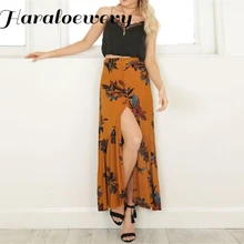 Юбка миди с высокой талией Женская пляжная юбка для лета с цветочным принтом длинные юбки для женщин элегантные шикарные винтажные макси юбки