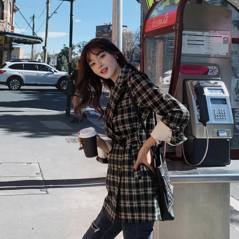 

Photo Shoot Network Red Plaid Small Suit Women's Spring And Autumn New Style Korean-style Casual Students CHIC Graceful Suit Coa