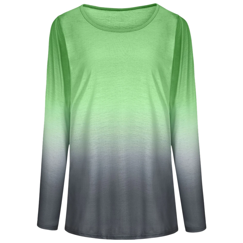 Весна Осень Повседневная Женская рубашка с длинным рукавом свободный круглый