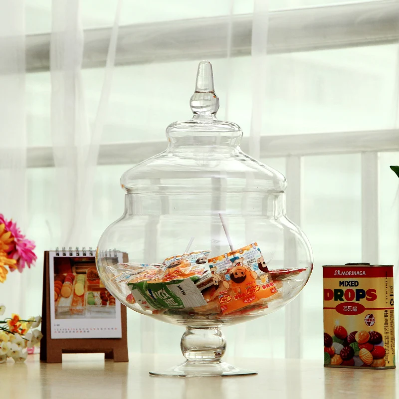 Европейский стиль прозрачной стеклянной еды, конфет баночка с крышкой декоративная ваза свадебные Композиции украшения домашнего стекла хранения
