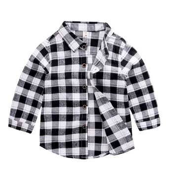 

Childrenswear Male Baby Small Plaid Shirt Children Black And White Long-sleeved Upper Garment BOY'S Korean-style Versatile Coat