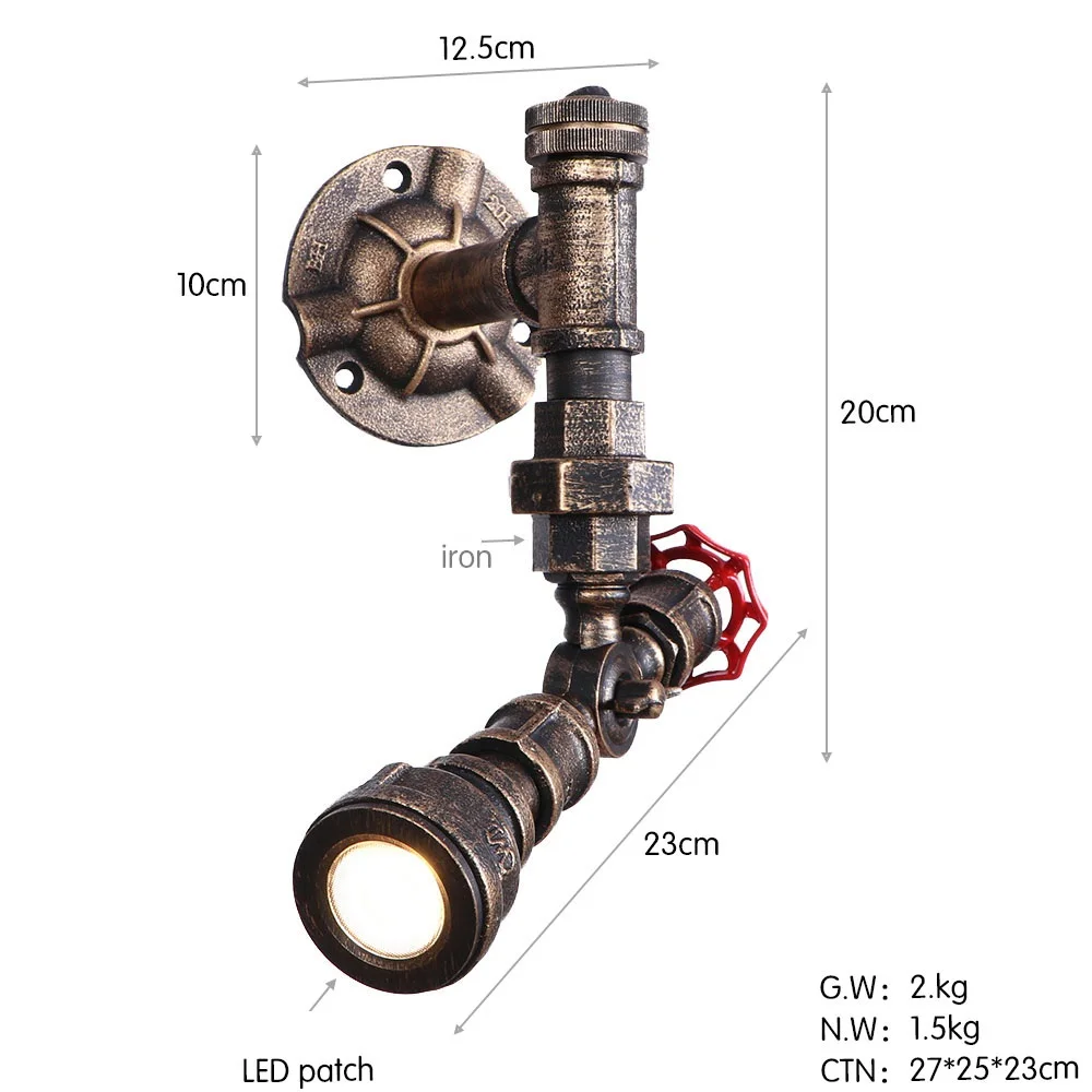 Лофт декор цвет ржавчины метала настенный светильник светодиодный Стилизация под водопроводную трубу Ретро настенный светильник бра промышленное освещение для коридора прикроватный бар освещение в помещении - Цвет абажура: N