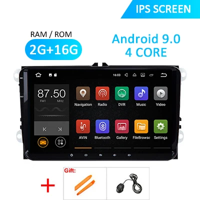 Android 9,0 DSP ips gps для VW PASSAT B6 B7 V7 Golf 5 6 Seat Leon Tiguan Fabia Rapid Altea Toledo BORA навигационное радио без DVD - Цвет: 2G 16G