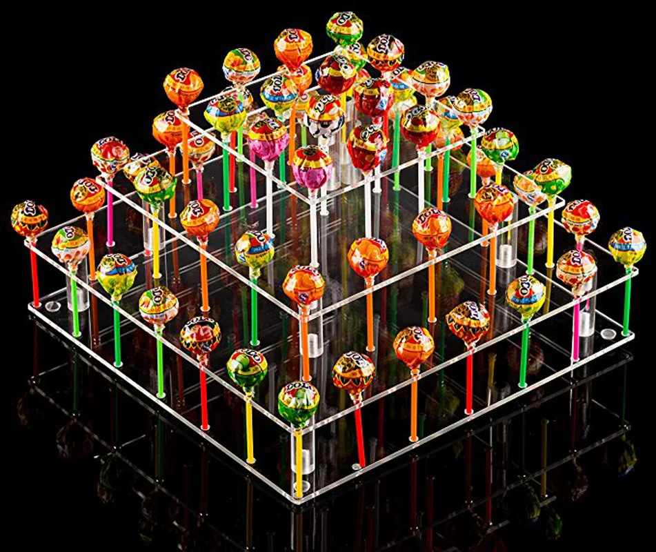 

DIY Clear Acrylic 2-Tier 56Holes Cake Pop Lollipop Holder Party Display Stand Lollipop Candy Storage Rack Organizer