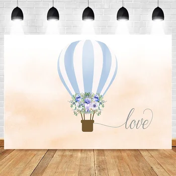 

Neoback Hot Air Balloon Backdrop Baby Shower Flower Love Photo Backdrops Valentine's Day Happy Birthday Theme Photography