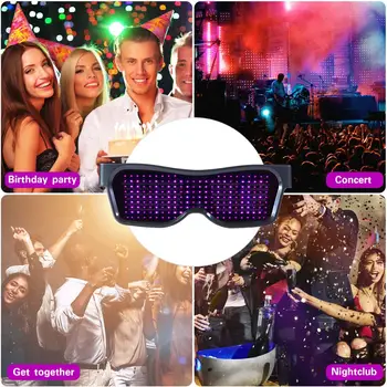 

Magic Bluetooth Led Party Glasses APP Control Shield Luminous Glasses USB Charge DIY App Control Multi-lingual Quick Flash Led
