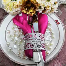 100 шт./лот, блестящее серебряное свадебное кольцо для салфеток, простой дизайн, для помолвки, украшения обеденного стола