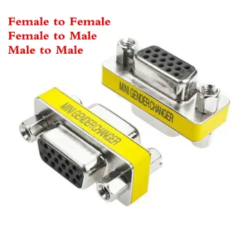 

300pcs/lot 15 Pins D-Sub DB15 VGA Female to Female to Male to male VGA Connector Adapter Extender Plug