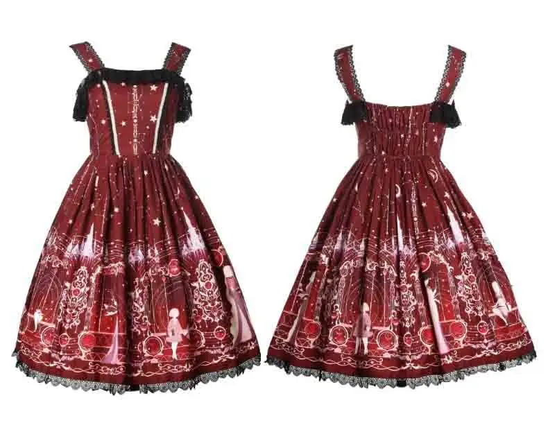 Red dress Милое Платье для девочек в готическом стиле; винтажное платье принцессы в готическом стиле; цвет красный, темно-синий; студенческое платье для женщин и девочек; большие размеры XL - Цвет: Red dress