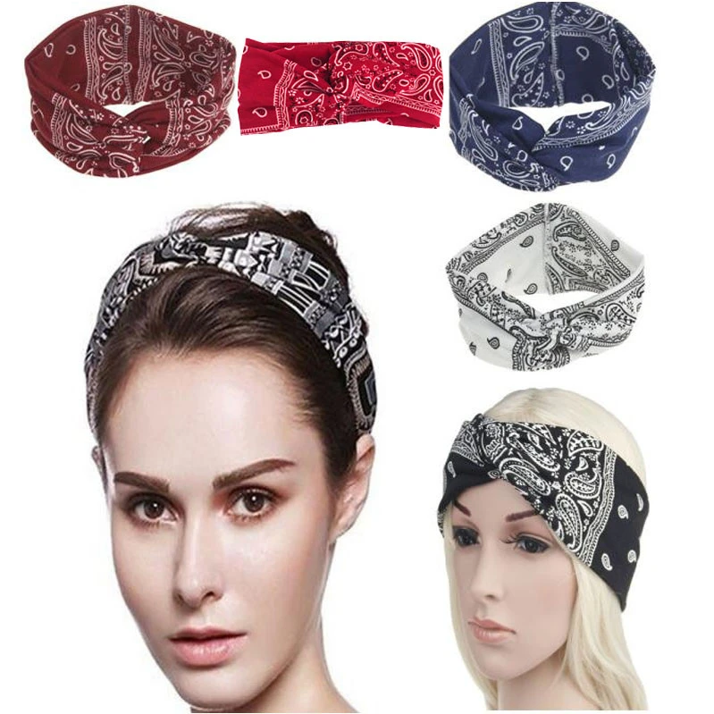 Women Yoga Headband Elastic Floral Absorption Hair Band Cotton Man Fitness Elastic Sports Hair Accessories Female 903