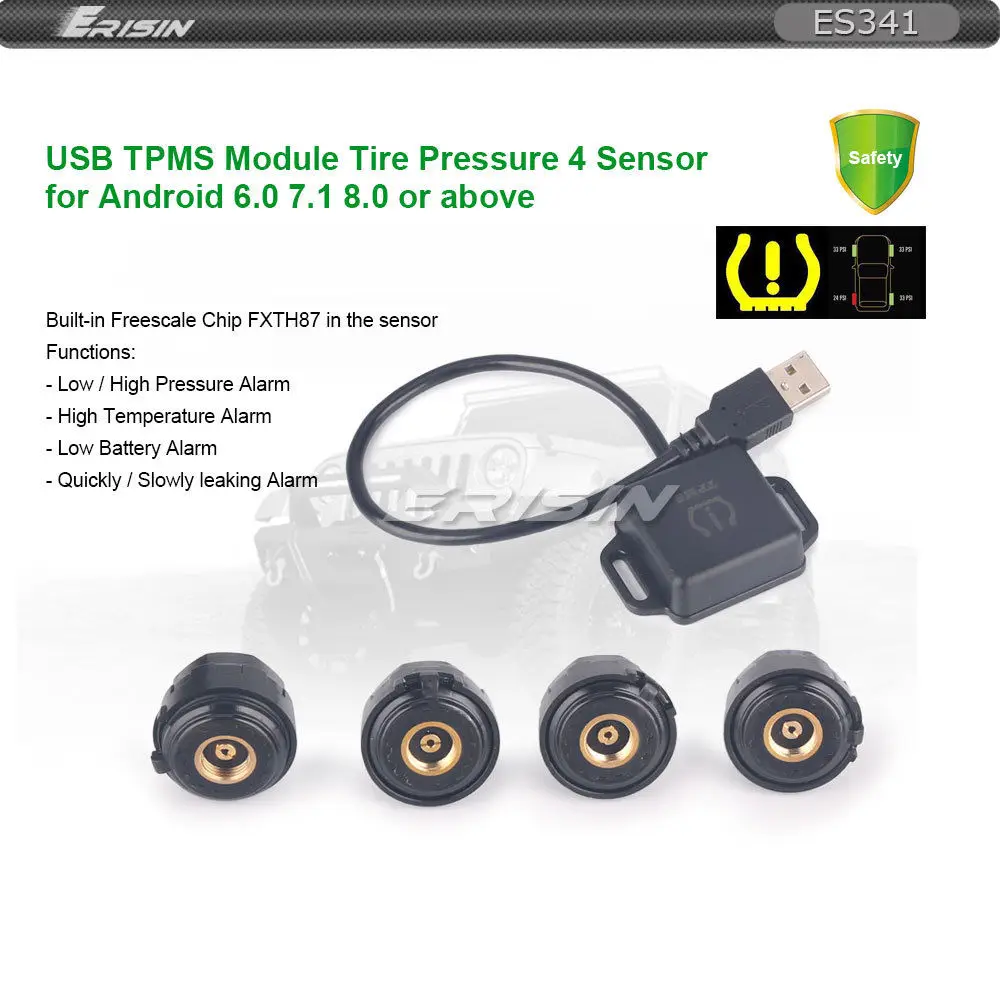 Erisin-ES341 TPMS 4  ͸ Ÿ̾ з , ȵ̵ 9.0/10.0 ڵ    