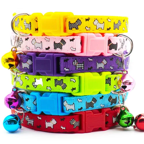 Wholesale 24Pcs With Bell Collars Delicate Safety Casual  Dog Collar Neck Strap Fashion Adjustable Camo Bell Pet Dog Collar 