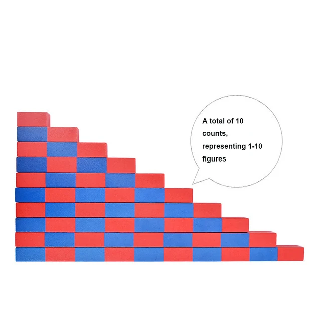 Red and Blue Bars Montessori Mathematics Games Children Learning Teaching Resources Educational Wooden Block Busy Board Math Toy 3