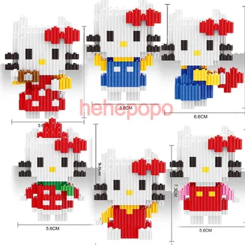 

68123-66128 Kitty Cat Cartoon Designs Small Size Block New Arrive Assmble Middle Bricks Baby Girl Childs Toy Block