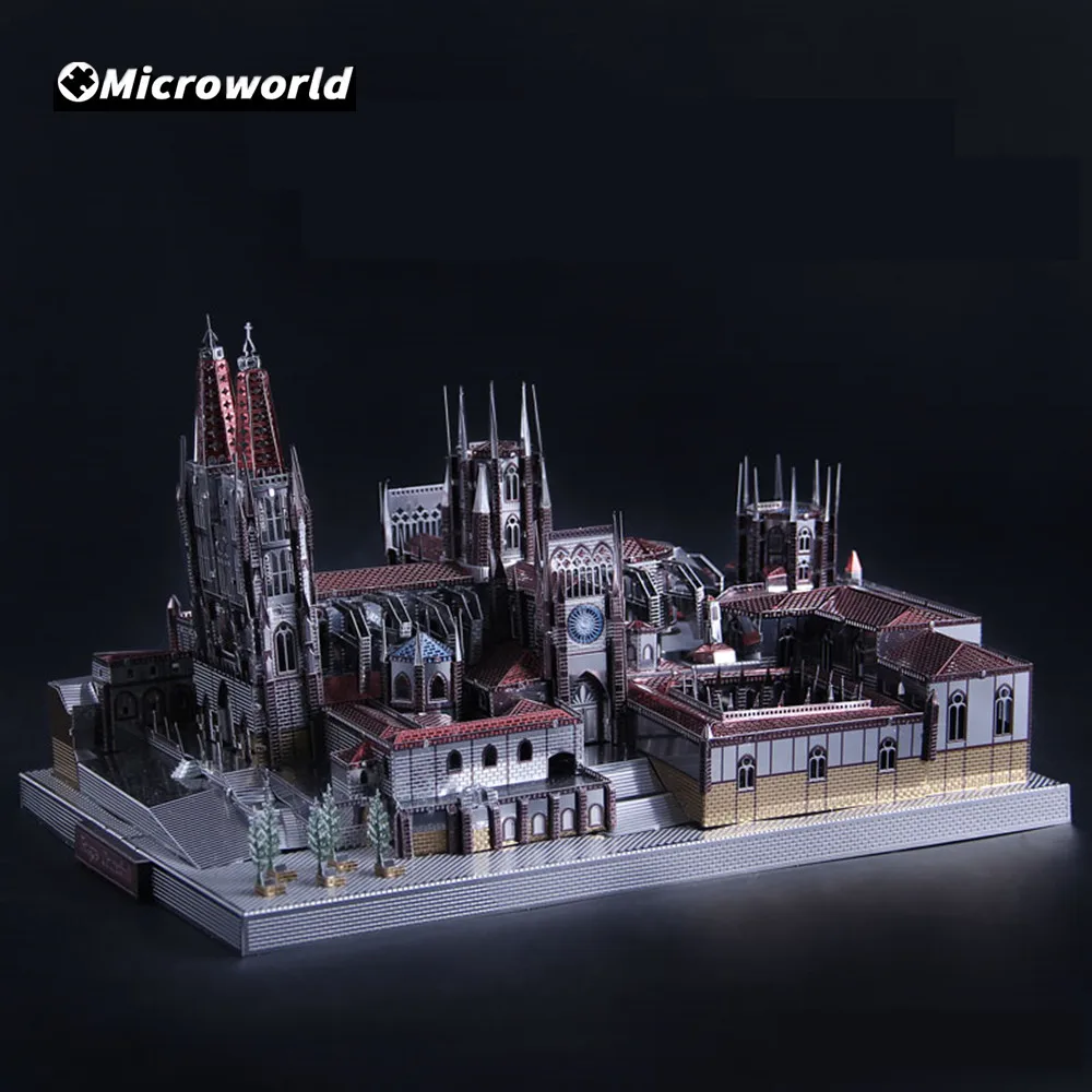 Microworld 3D Metal Puzzle Spain Burgos Cathedral Building Model Assemble Kits Laser Cut Educational Jigsaw Toys Gifts For Adult 6