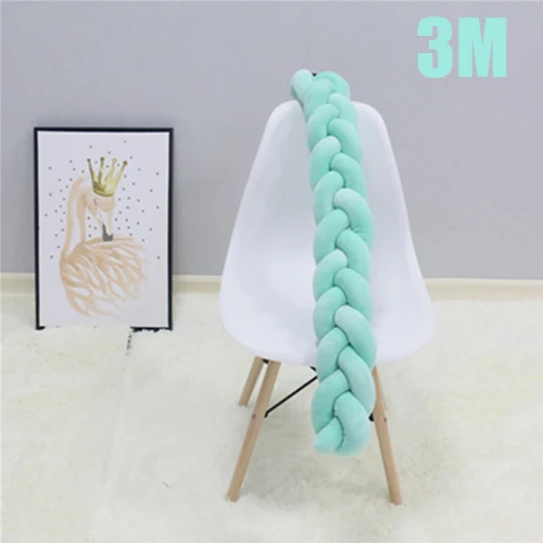 Green 3M IMBABY 2 м/3 м длина Детская кровать бампер ручной работы косы новорожденных кровать бампер длинная завязанная мягкая тесьма Декор детской комнаты - Цвет: Green 3M