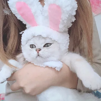 

Funny Pet Rabbit Headgear Transforming Performance Props Cat Headwear Warm Cosplay New Year Party Christmas Small Dog Products