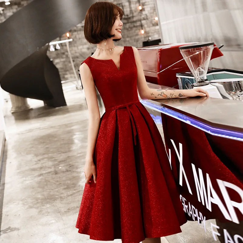 

Dress for Toast Bride 2019 Autumn And Winter New Style Red Modern Slimming Usually Wearable Short-height Marriage Evening Gown W
