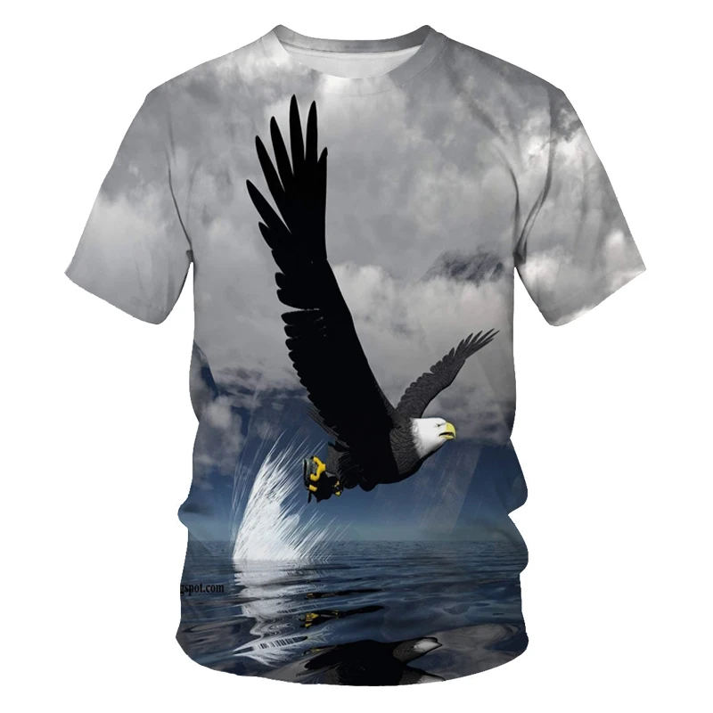 2021 Summer Fashion New Wings Flying Eagle 3D Printed Pattern Men's Trend Short Sleeve Casual T-shirt Top