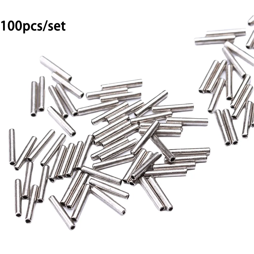 

100pcs Black Round Copper Fishing Tube Fishing Wire Pipe Crimp Sleeves Connector Fishing Line Accessories Tool