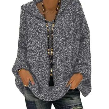 

Fashion Women Autumn Solid Color Long Sleeve Loose Hoodie Hooded Sweatshirt