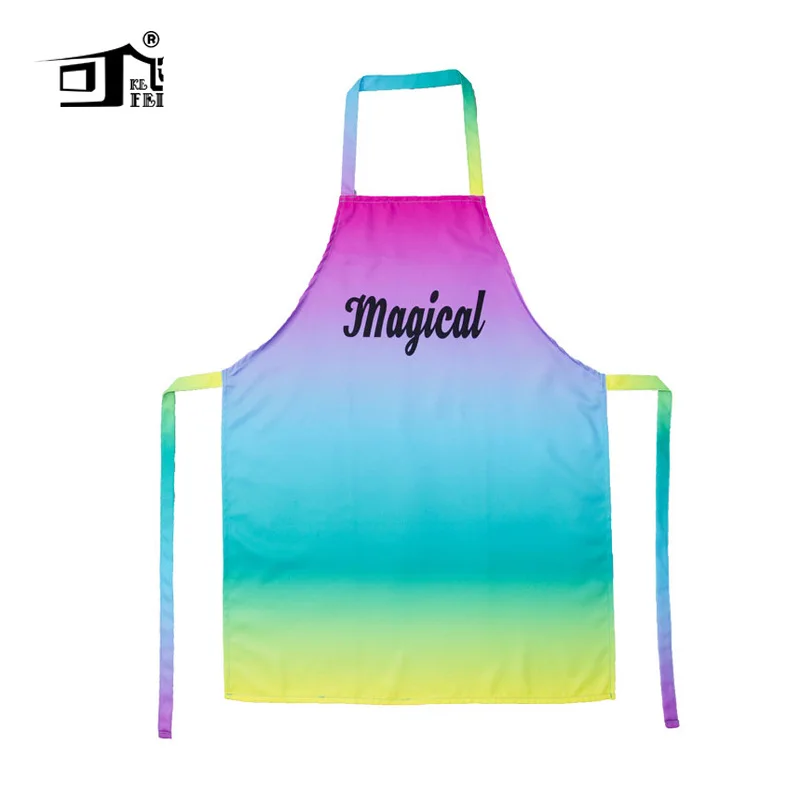 

Gift Apron Gradient Color Printed Apron Heat Transfer Patch Shu Perot Cotton Fabric Thermal Transfer Apron