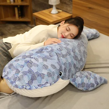 

150cm Big Lovely Blue Whale Plush Toys Cute Soft Sleeping Pillow Shark Stuffed Animal Fish Doll for Children Girl Valentine Gift