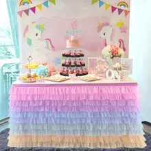 Разноцветная Тюлевая шифоновая юбка для стола, вечерние, свадебные, для дня рождения, для украшения, прямоугольные/круглые столы