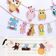 Черепаховая зона тропический лес 15 штук льва Совы животных Бумага висячий флаг детские украшения Детский сад праздничные декоративные