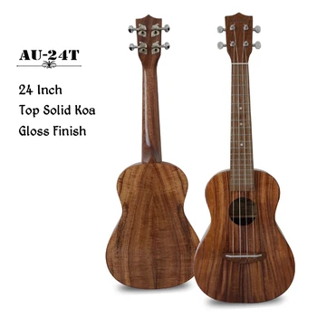 

23 Inch Ukulele Solid Koa Concert Hawaii 4 String Guitar 26 Inch Tenor Ukelele String Instrument with extra Ukulele Bag